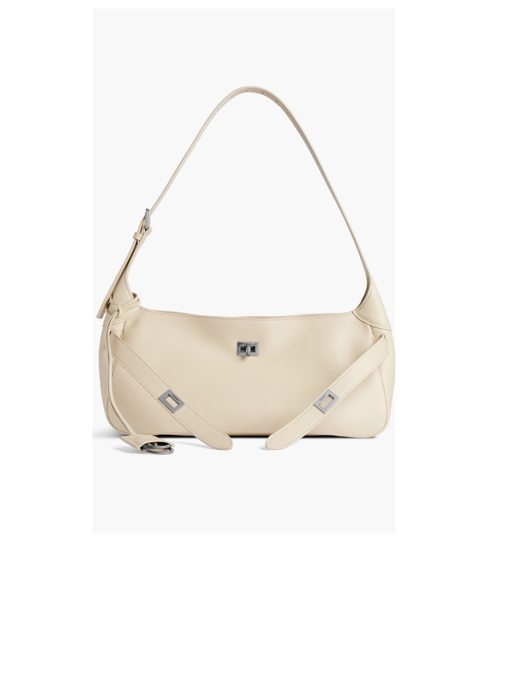 Belenciaga Bel Air Belted Leather Shoulder Bag with Silver Turn-Lock- NEW